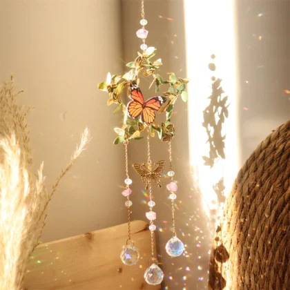 Crystal Wind Butterfly Hanging Rainbow Dream Catcher
