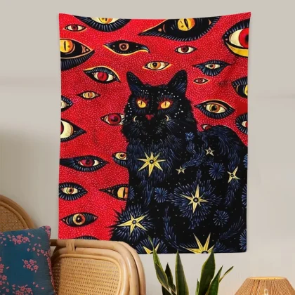 Cat Coven Tapestry Witchcraft Hippie Wall Hanging